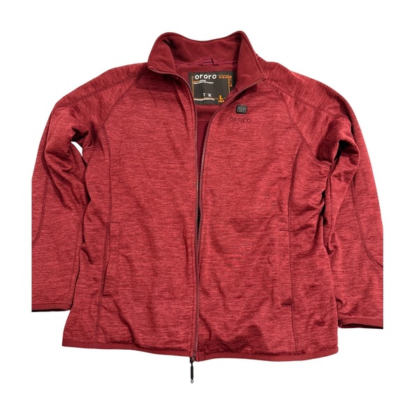 ORORO Heated Fleece Jacket Red Full Zip Activewear Mens Size L USA